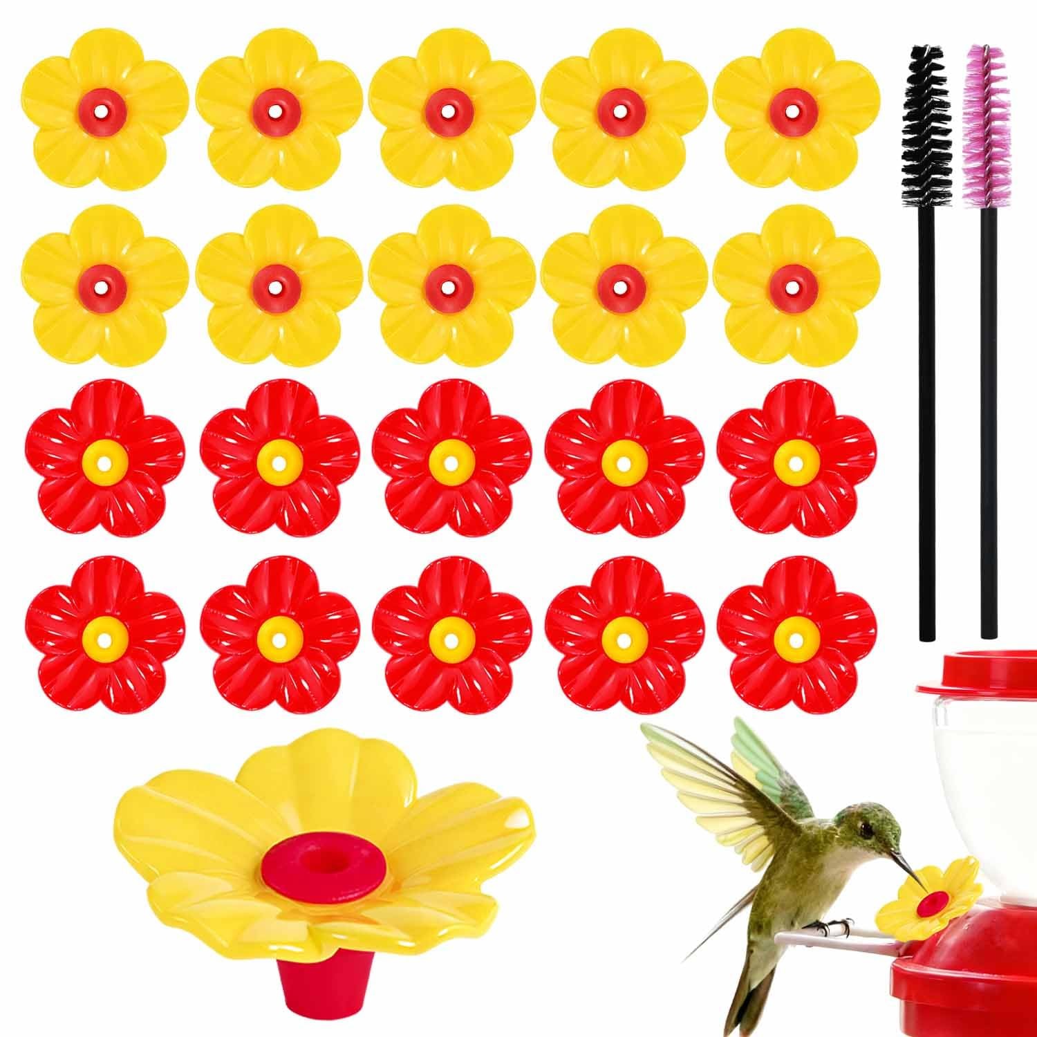 20 Pieces Hummingbird Feeder Replacement Flowers Plastic Multicolor