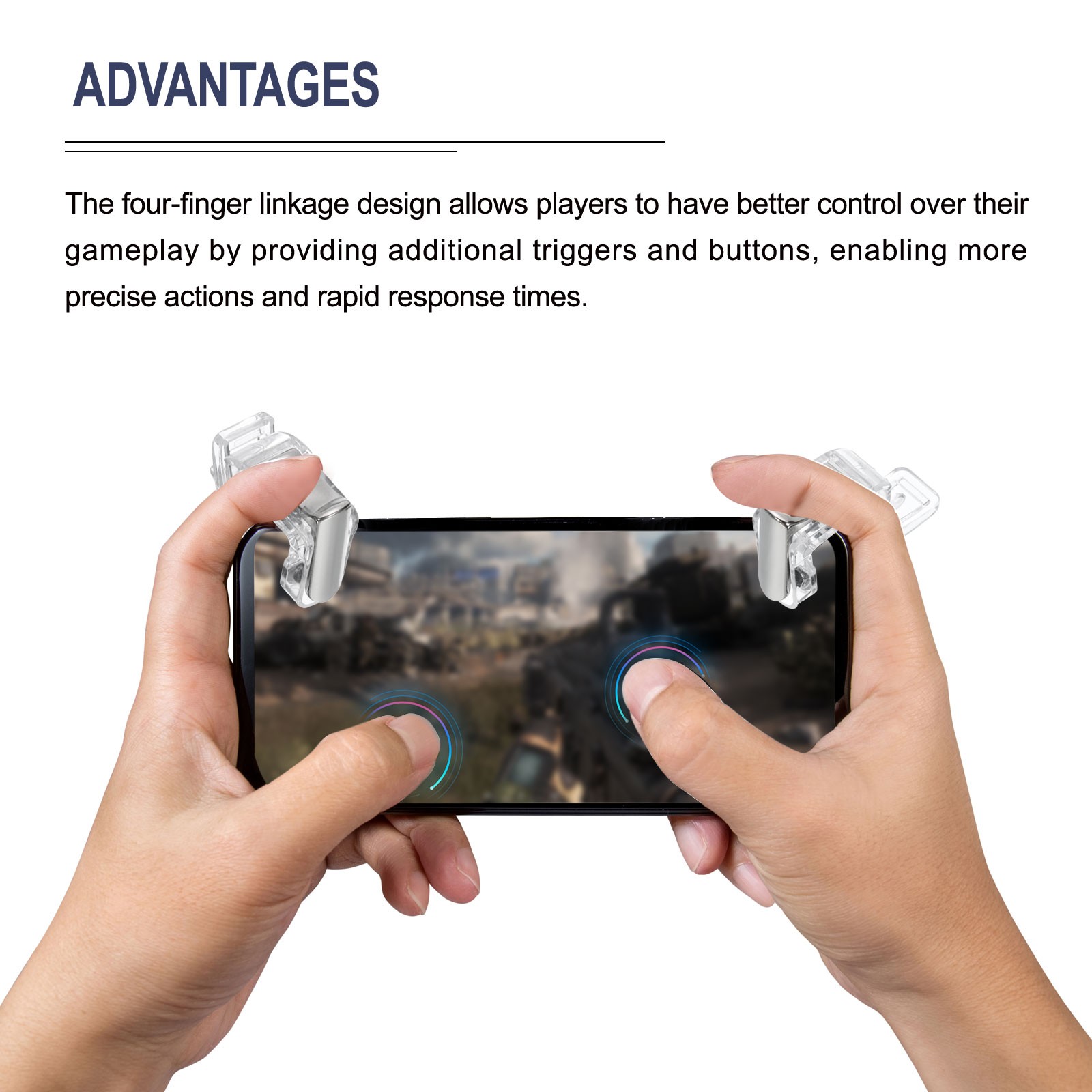 Gaming Trigger Mobile Game Controller 1 Pair Aim & Fire Keys Universal Clear
