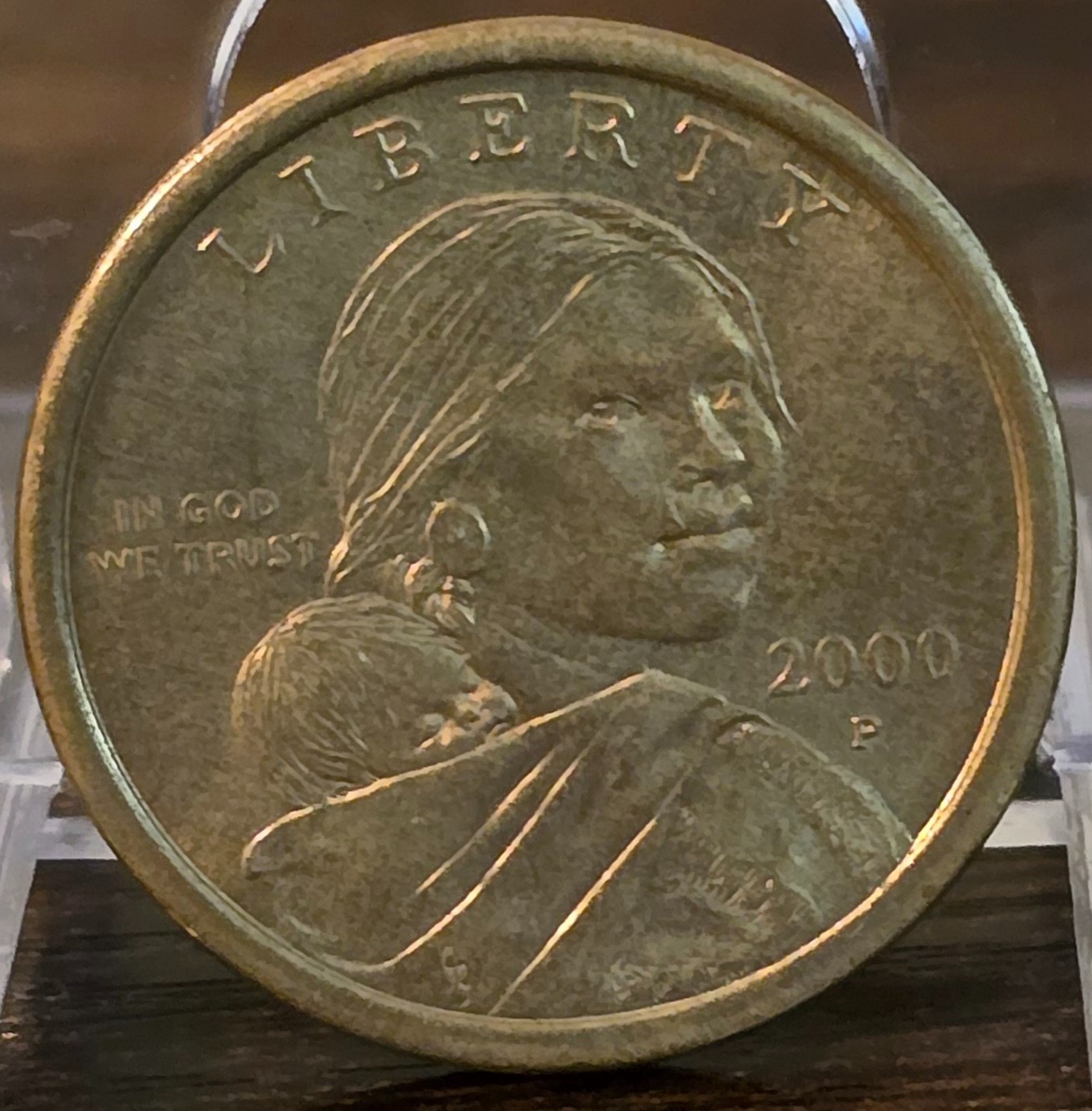 2000 P SAC$1 Sacagawea One Dollar Coin US Liberty Gold Color Philadelphia