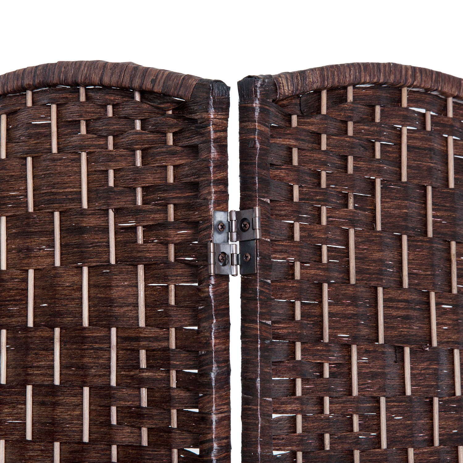 HOMCOM 4 Weave Panel Room Divider Privacy Folding Screen Diamond Decor Brown