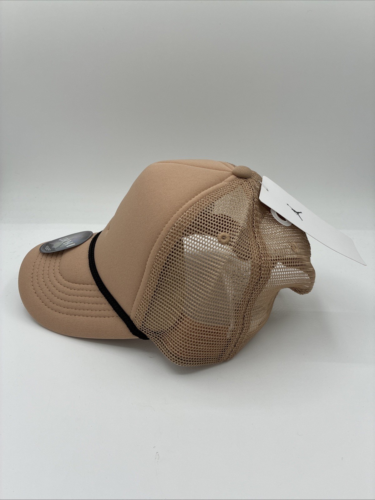 Jordan Jumpman logo foam mesh back adjustable trucker hat kids sz light tan NWT