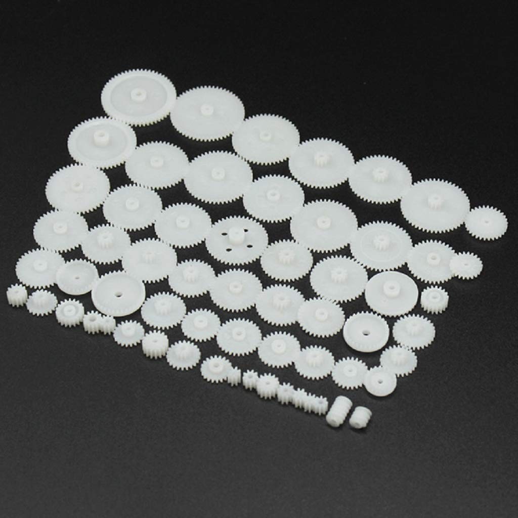 Alextend 58pcs Plastic Gears Module 0.5 for DC Motor DIY Model Small, White