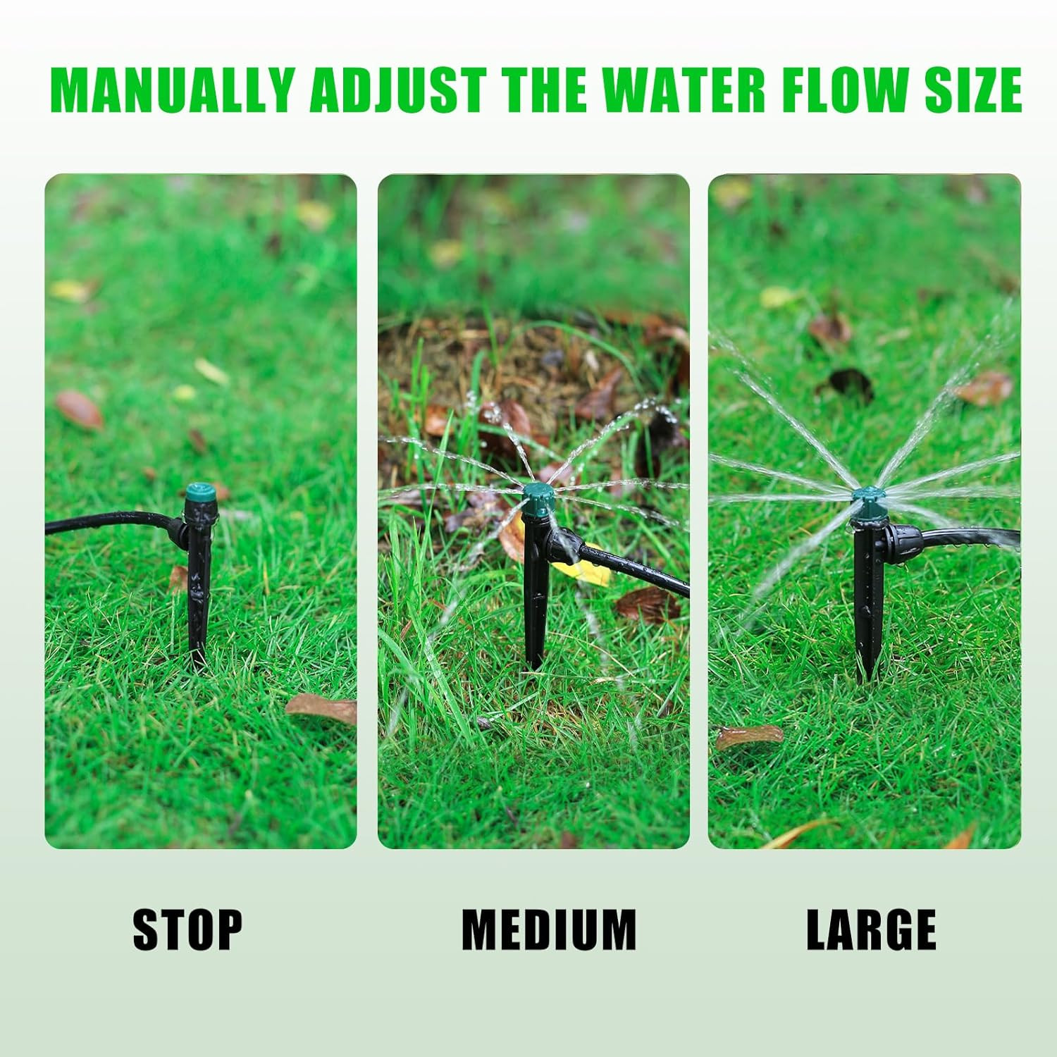 Anti-Drop Drip Irrigation Emitters for 1/4" Drip Tubing,5.5" Stake with Adjustab
