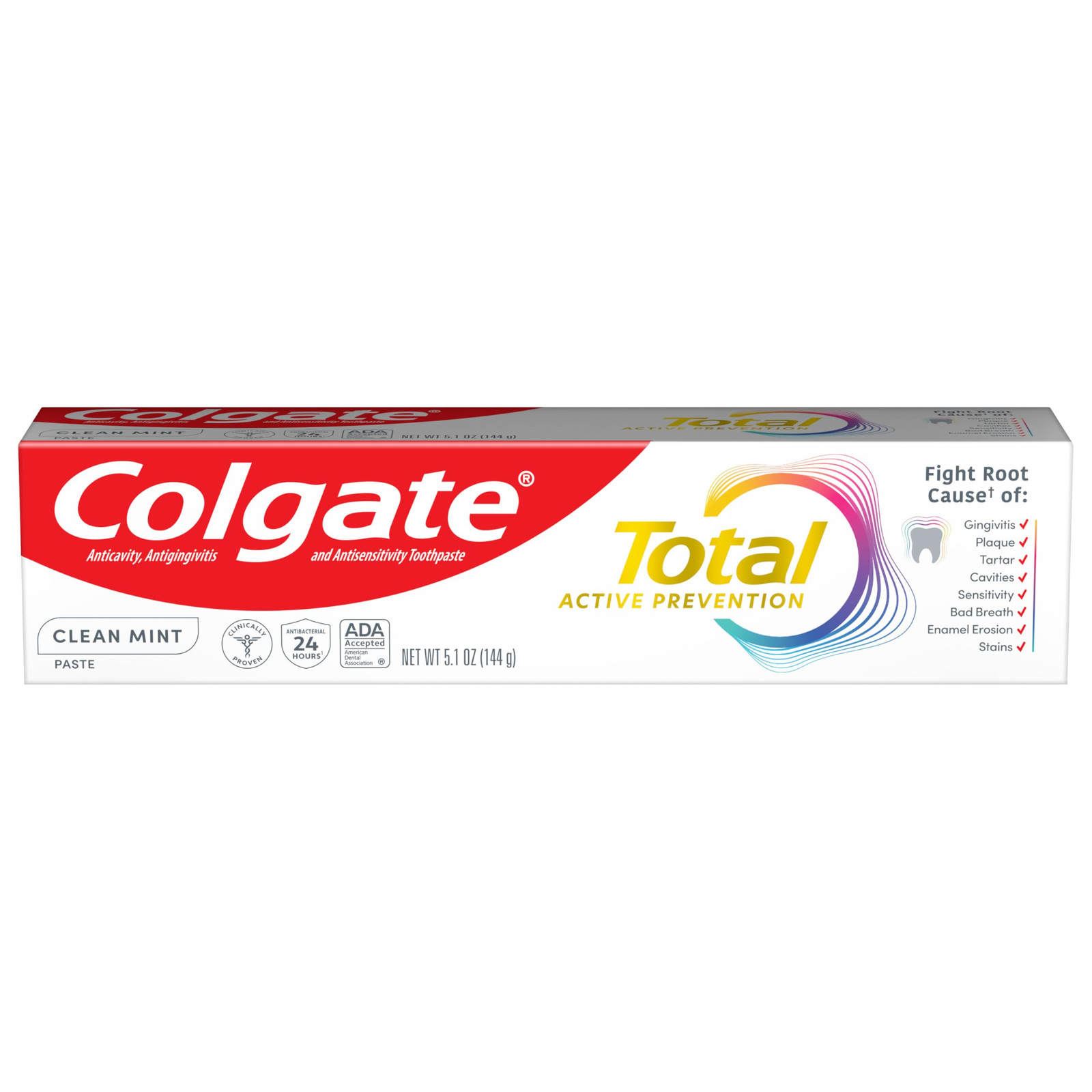 Colgate Total Active Prevention Clean Mint Toothpaste 5.1 oz Anticavity Formula