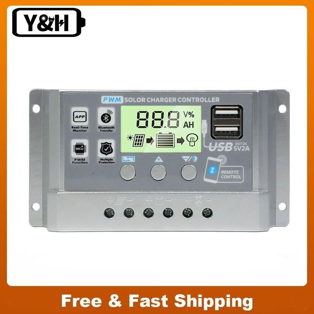 30A Solar Charge Controller 12V24V Panel Battery Regulator APP COMM USB 0V Start