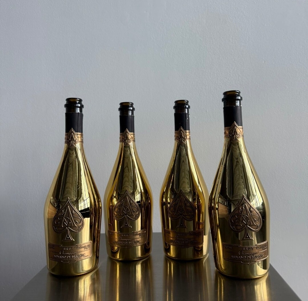 4 Ace of spades Empty Bottle ,ARMAND DE BRIGNAC 750 ML GOLD BOTTLE