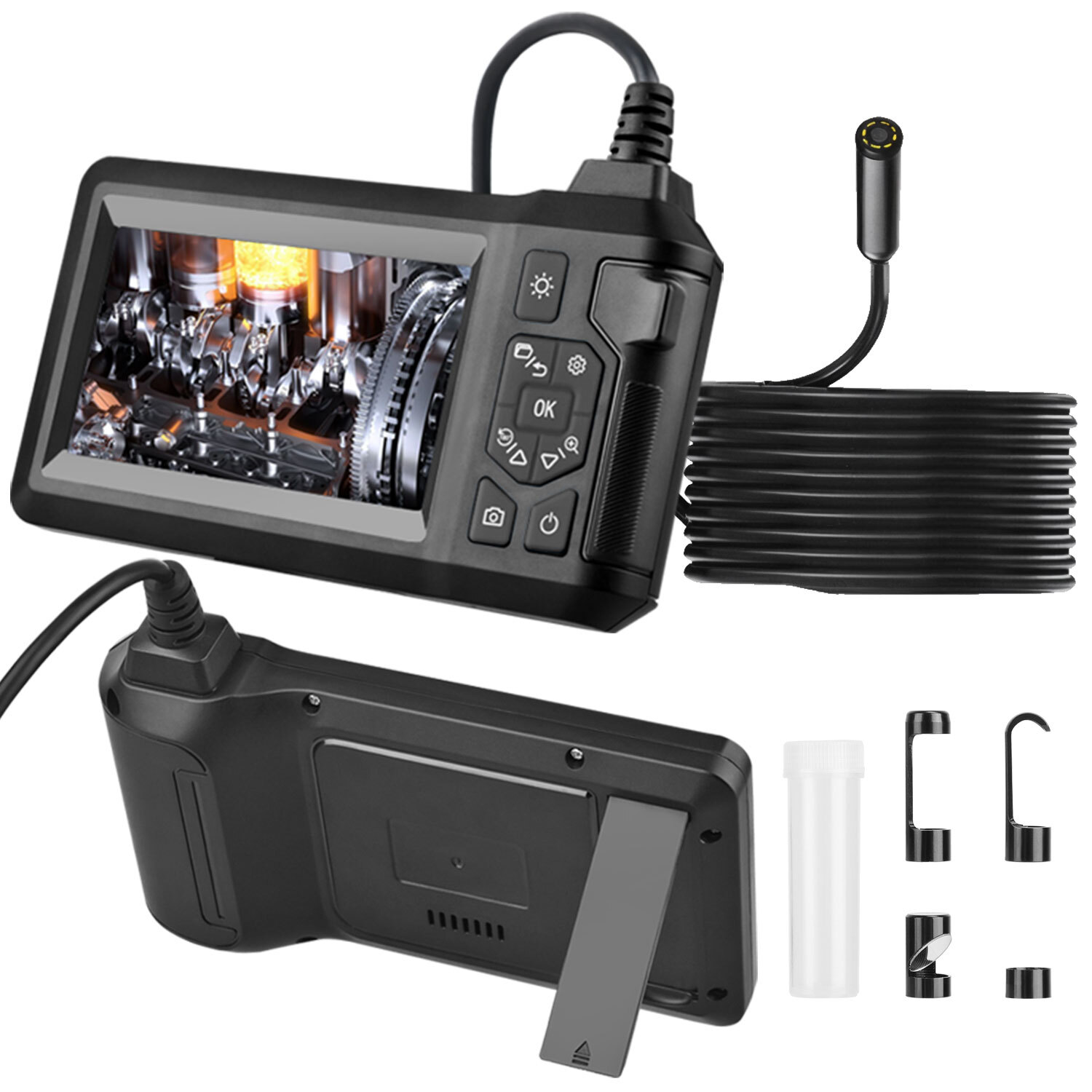 1080P Endoscope Camera 4.3'' Screen Borescope Inspection Snake Camera 16.4FT