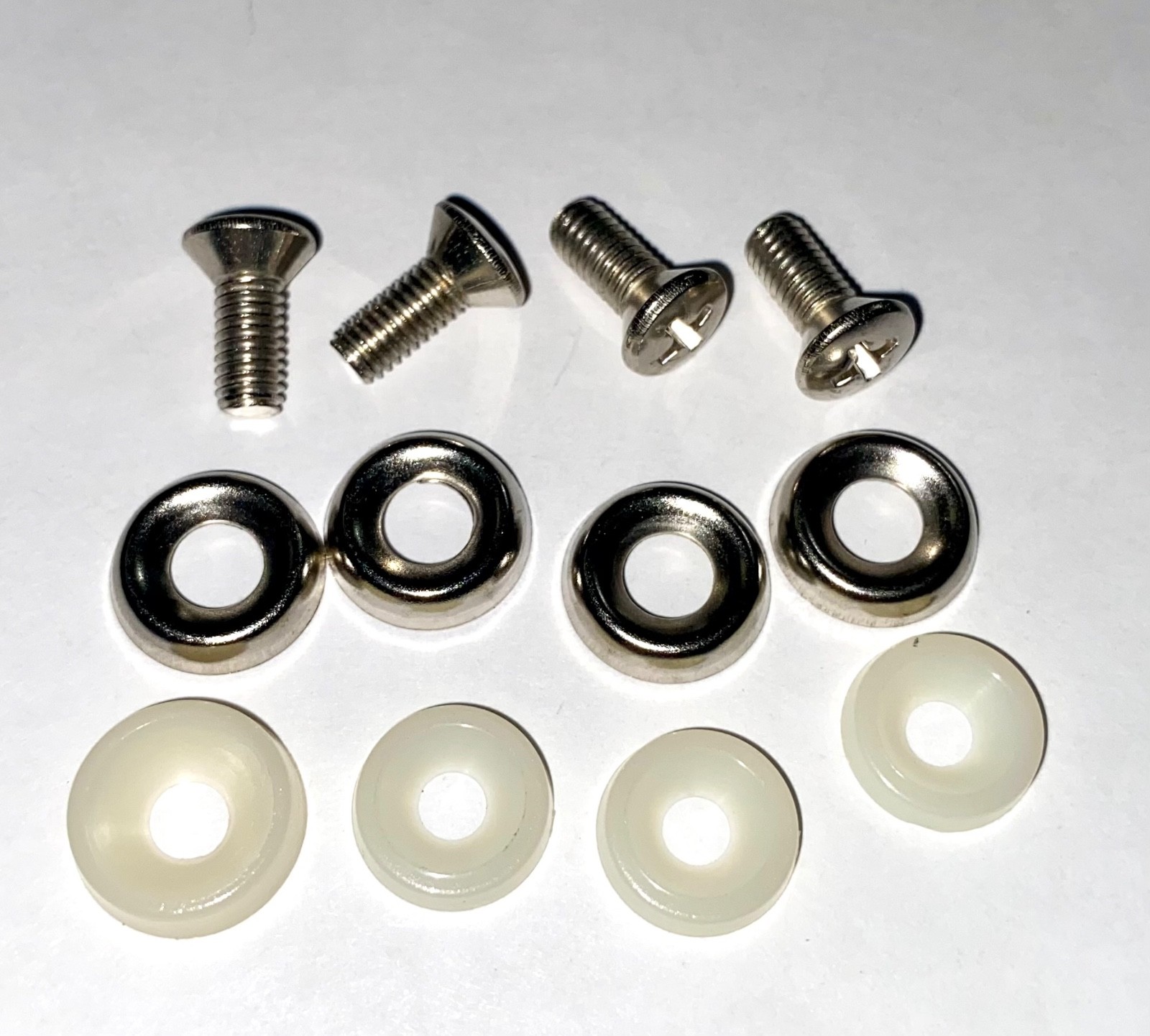 (4) 10-32 x 3/8" (Threads only) 1/2" Overall Length + 2-Types of Cup Washers