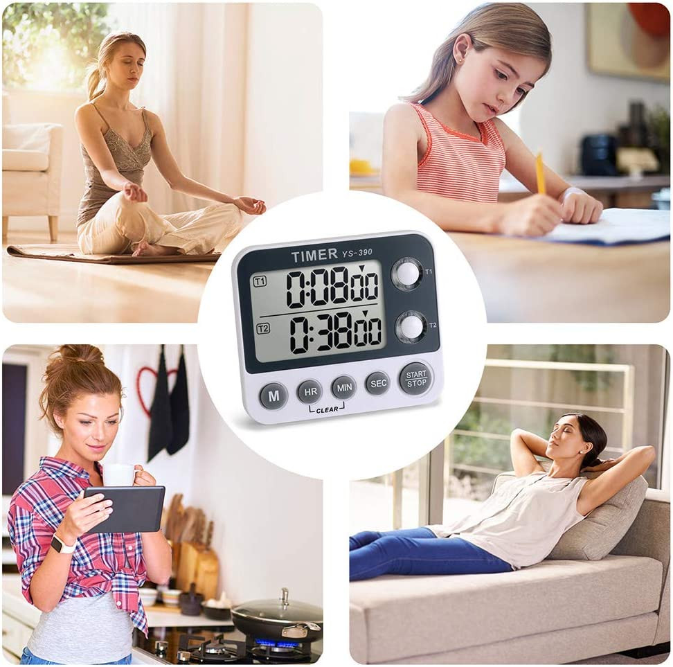 Digital Kitchen Cooking Timer, Dual Count up & down with Magnetic Back, Large...