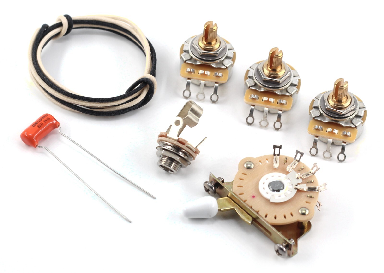 The Art of Tone Stratocaster® Wiring Kit - CTS 250k Pots + .022 Orange Drop Caps