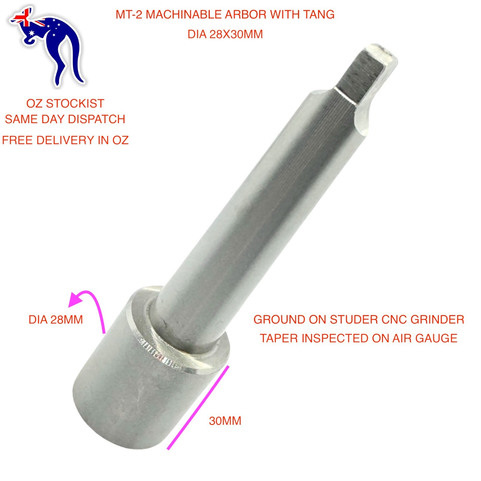 Blank Morse Taper Machinable Arbor MT-2 WITH TANG