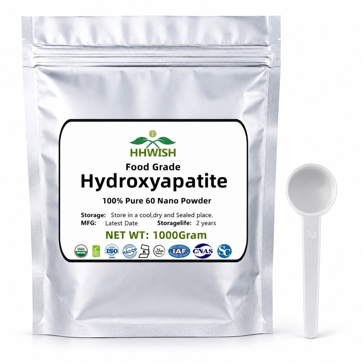 Nano Hydroxyapatite 60nm Powder - Cosmetic Grade for oral Care  Formulations