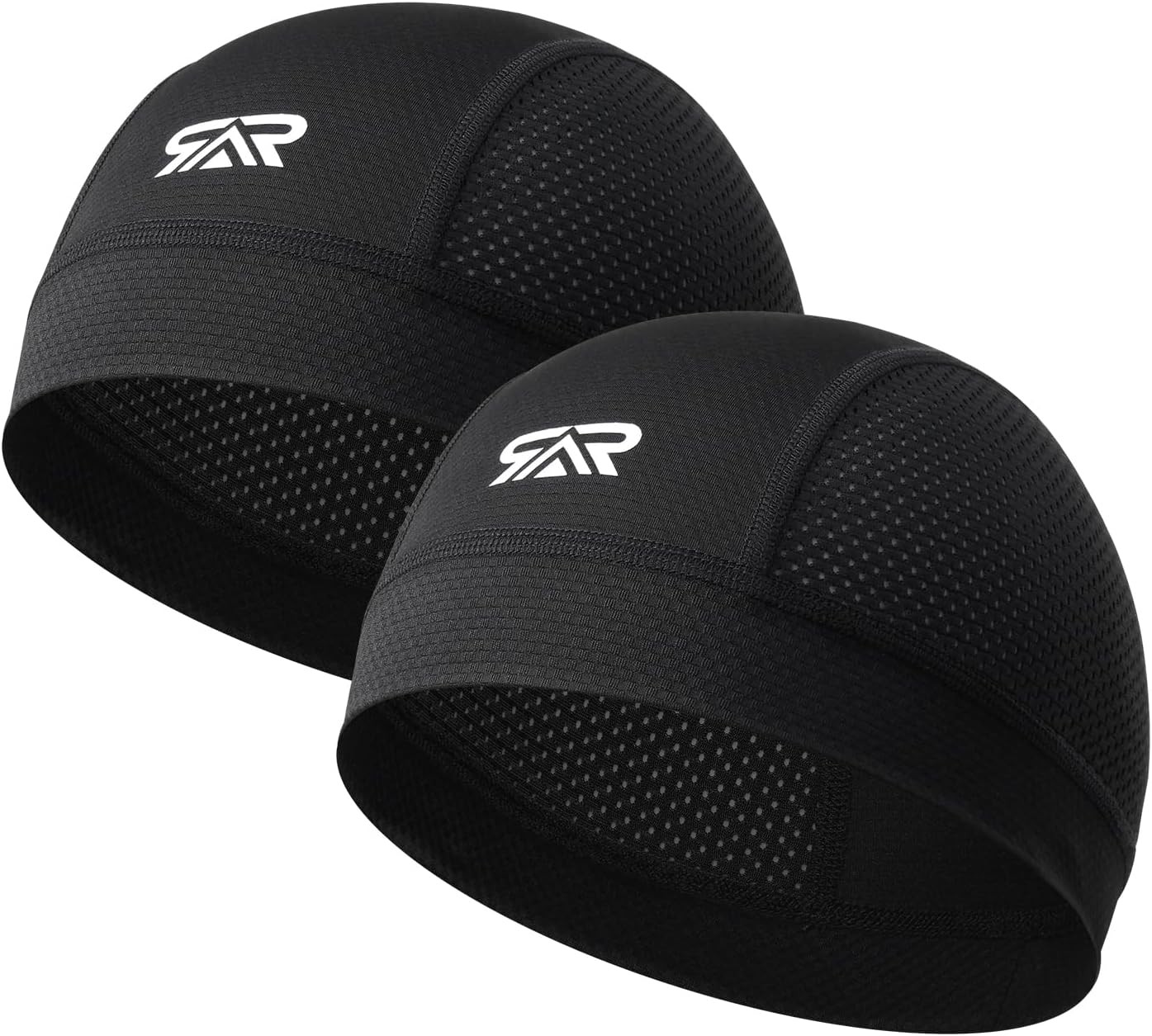 SUNMECI 2 Pcs Cooling Breathable Mesh Skull Cap for Men Women Black+black