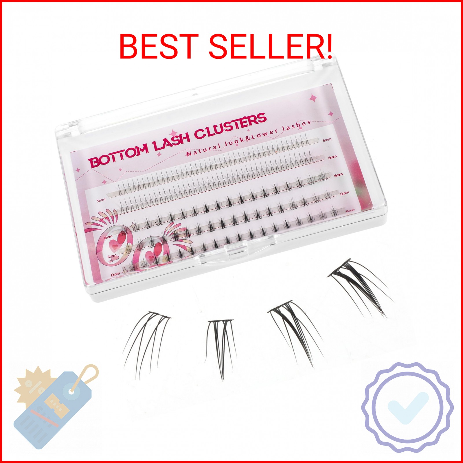 134 Pcs Lower Lash Clusters, 2 Styles Bottom Eyelashes Individual with Invisible