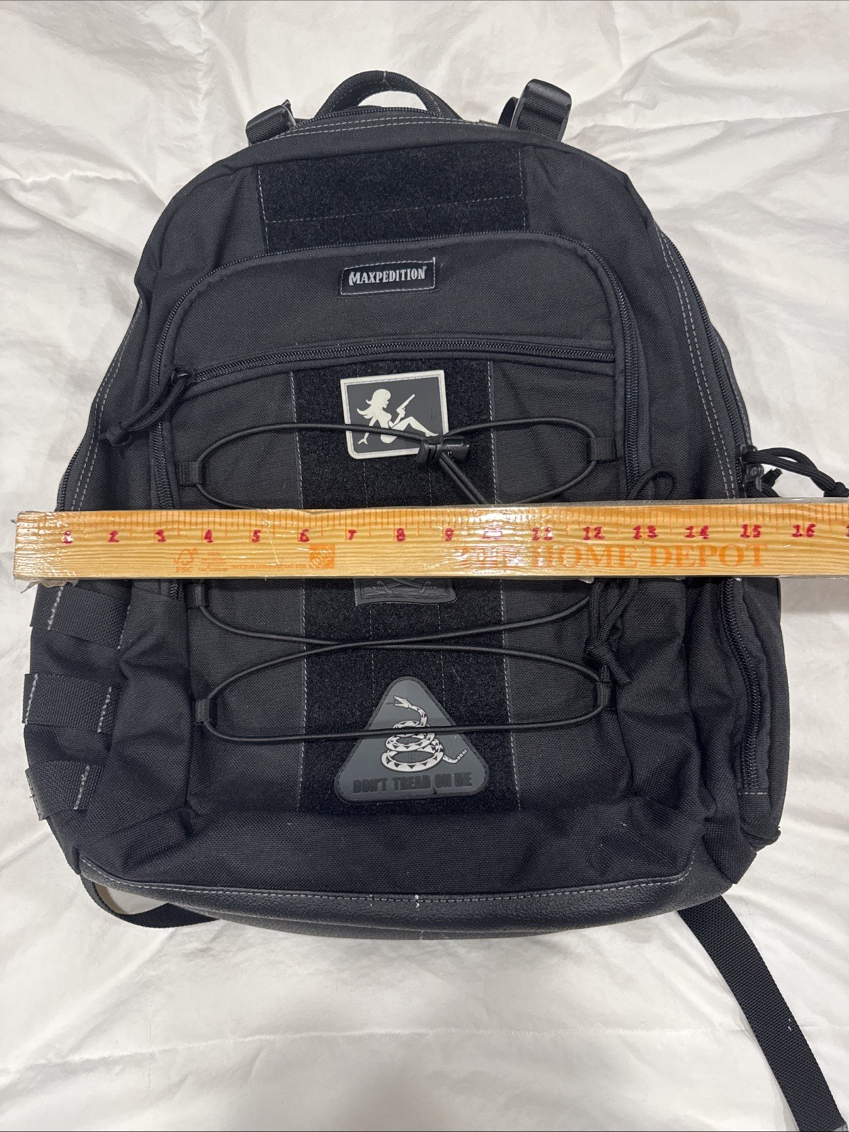 Maxpedition Black Tactical Backpack Nylon Multiple Compartments Bungee Cord Zip