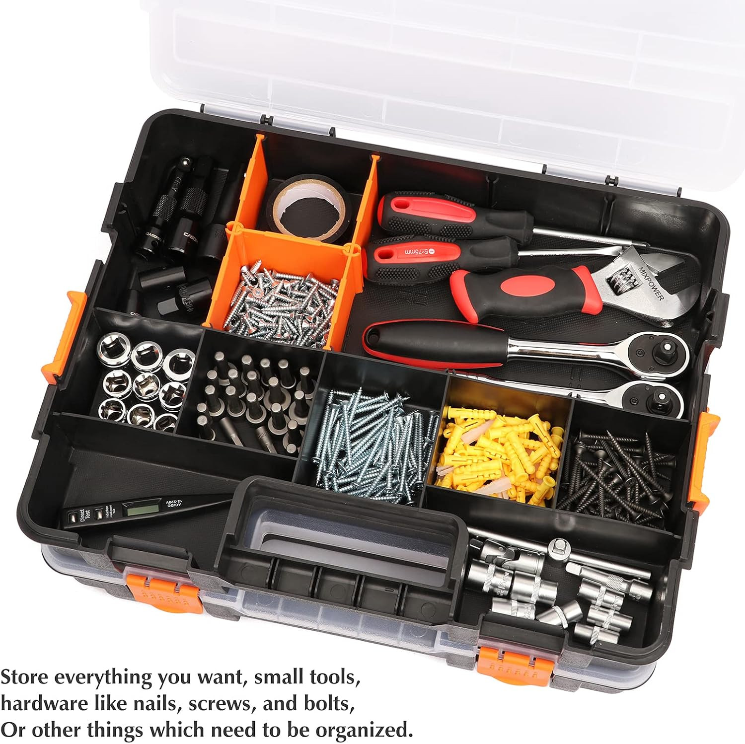 2PCS Toolbox Organizer Sets, 20 Removable Dividers, Durable Plastic Box, Excelle