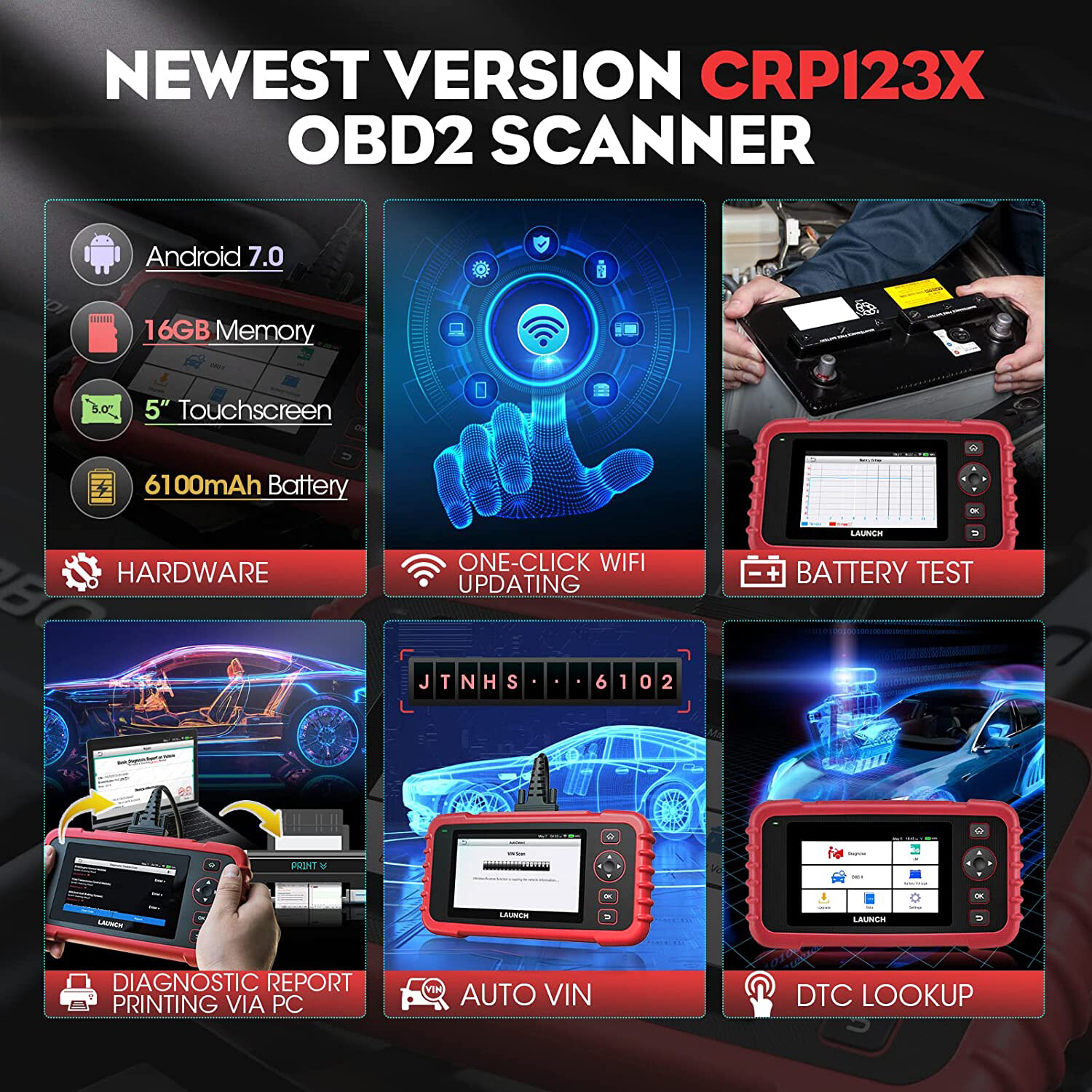 LAUNCH CRP123X Car OBD2 Scanner Code Reader Check Engine ABS SRS Diagnostic Tool