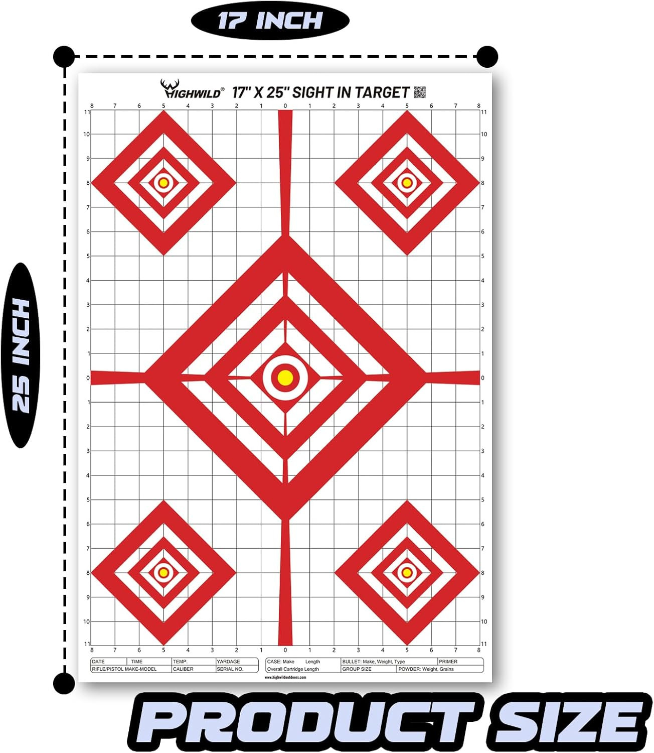 Sight in Shooting Range Paper Target - 17X25 Inches - Suitable for Handguns, ...