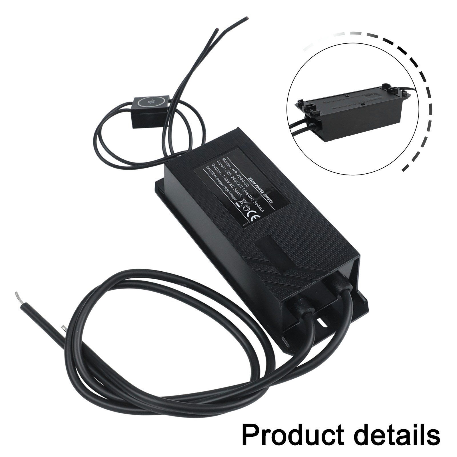 30mA Neon Transformer 7500V Waterproof Supply for Small Neon Applications