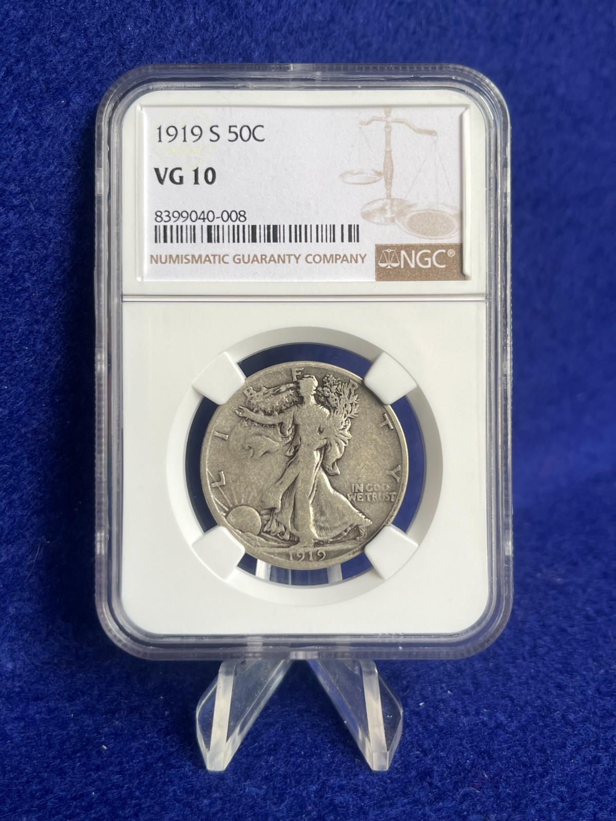 1919-S Walking Liberty Half Dollar 50c *NGC VG10 Very Good* Tougher Coin