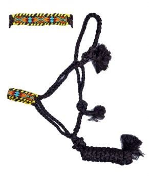 Showman Brown Nylon Mule Tape Halter w/ Bright Southwest Beaded Design