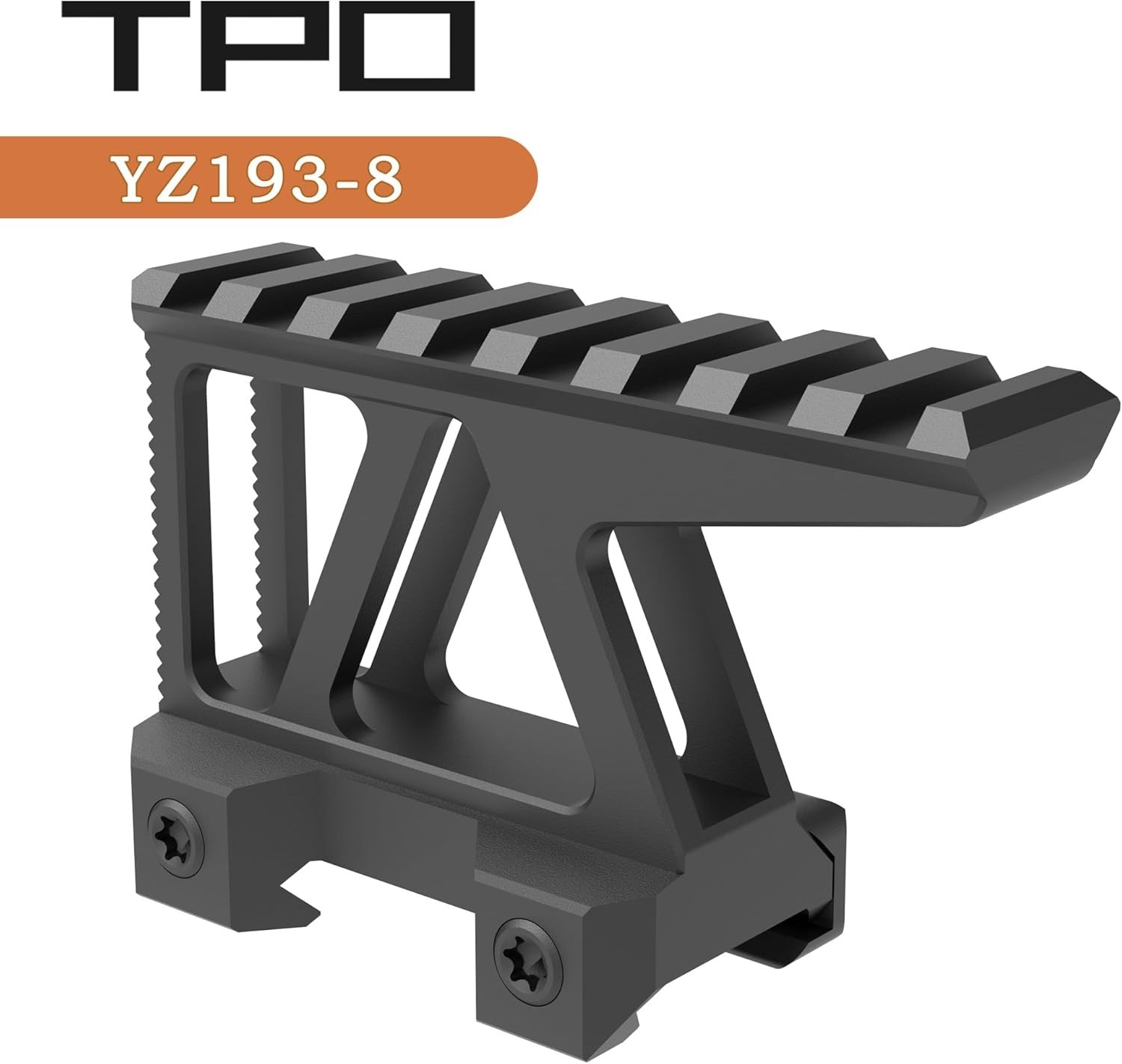 TPO Picatinny Rail Riser Mount 1.93" Height 3.5" Long 8-Slot (YZ193-8) Black
