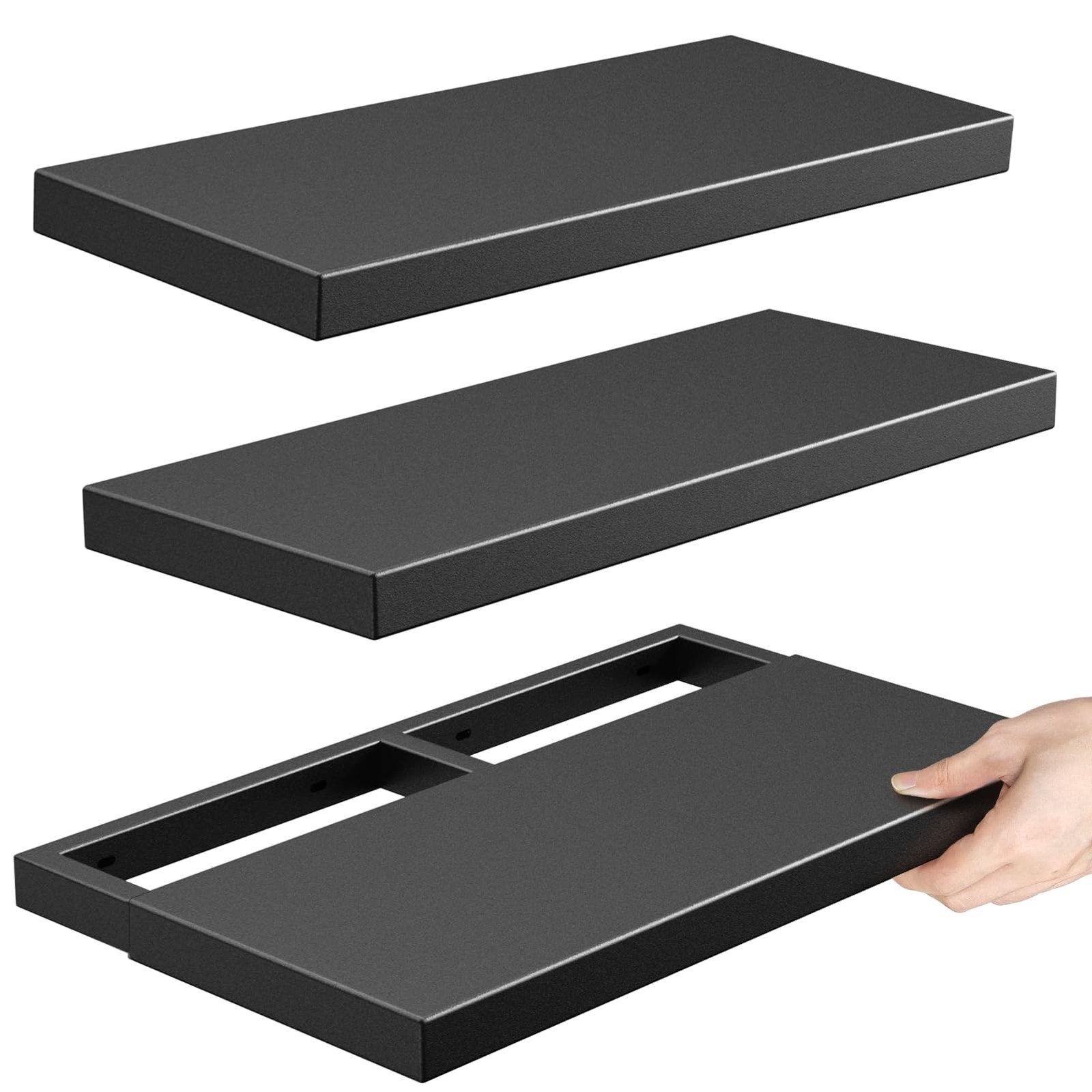 2 Pack All-Metal Floating Shelves, Heavy Duty, Rustproof, Waterproof, Wall