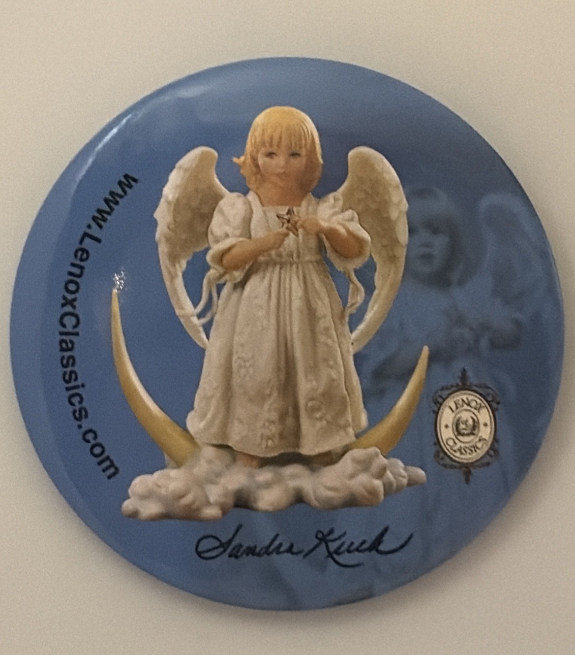 Lenox Classics Sandra Kuck Twinkle Angel Magnet/Pinback Button Good Condition