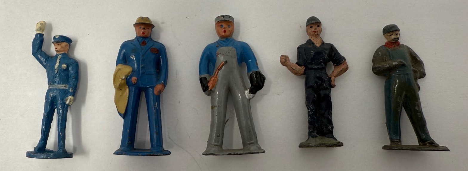 Lot of 5 Metal Miniature Working Male Figures (B)