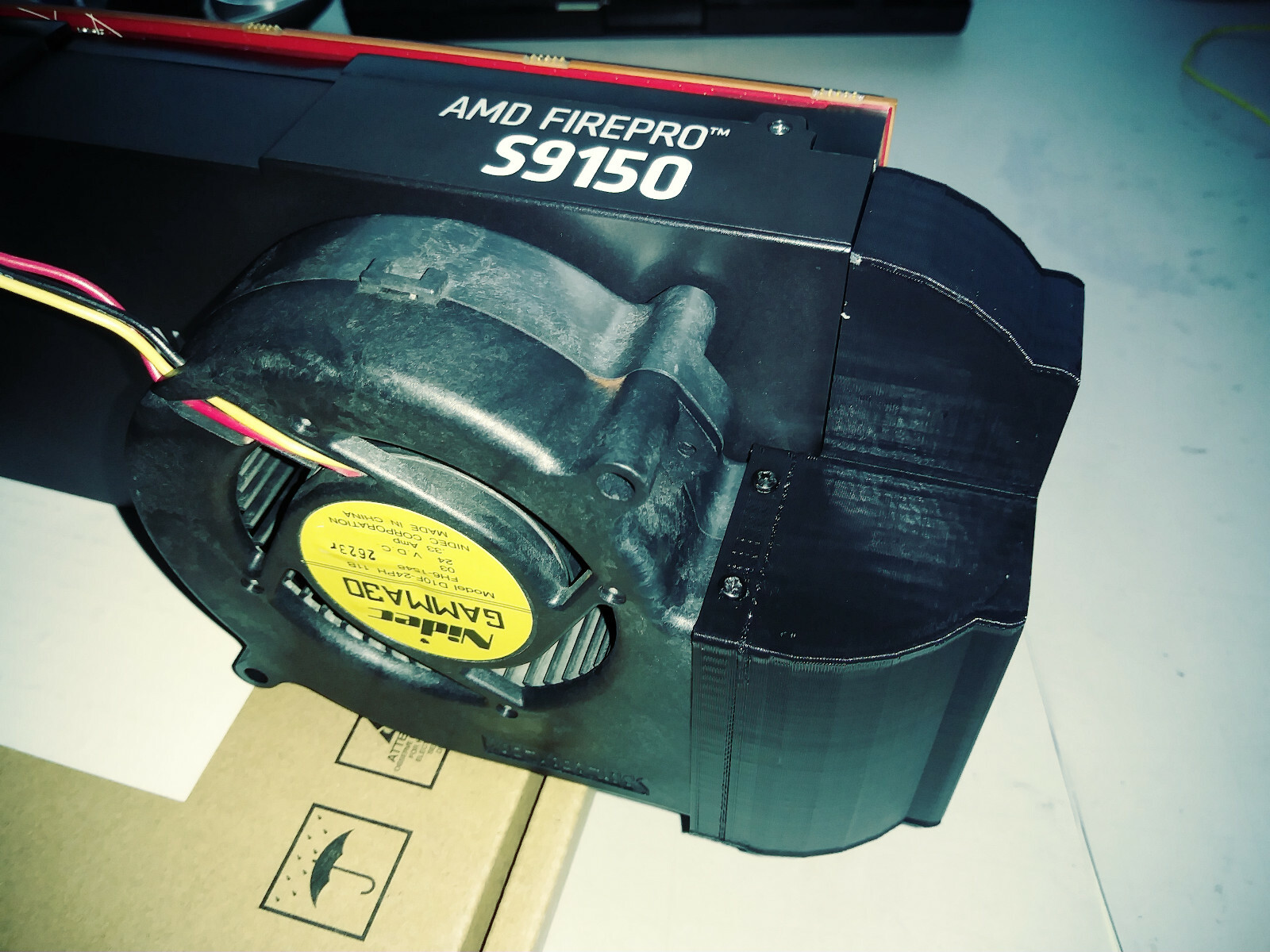 AMD FirePro S7150x2 S9150 S9170 Blower Fan Mount Adapter (DIY, fan not included)