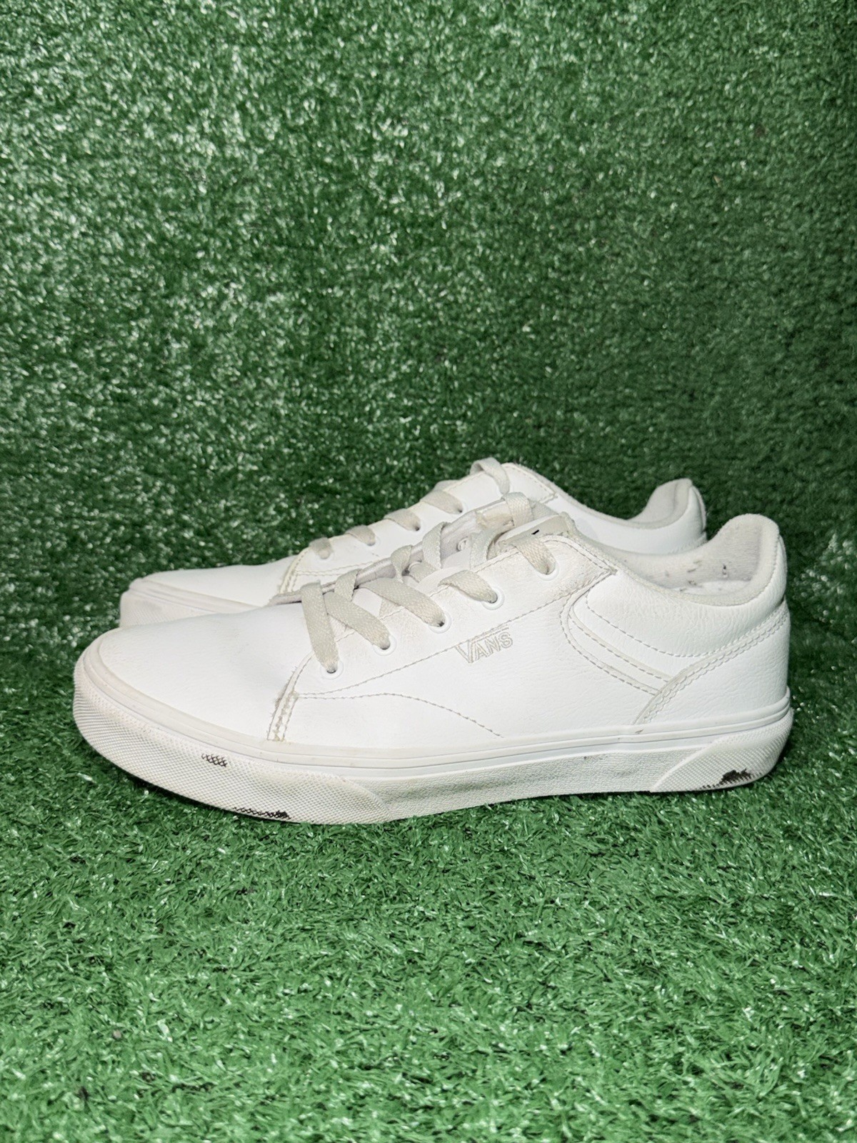 VANS Women Size 7.5 Old Skool White Leather Daily Casual Shoes Skate Sneakers