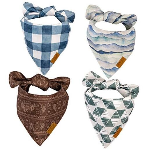 Remy+Roo Dog Bandanas - 4 Pack Ryan Set | Premium Durable Adjustable Large