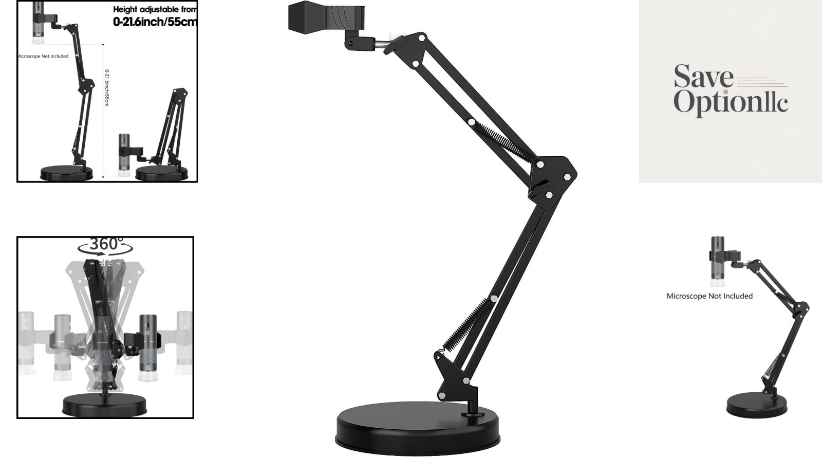 Flexible Arm Stand for Digital Microscope, 21.6” Height Adjustable Bracket