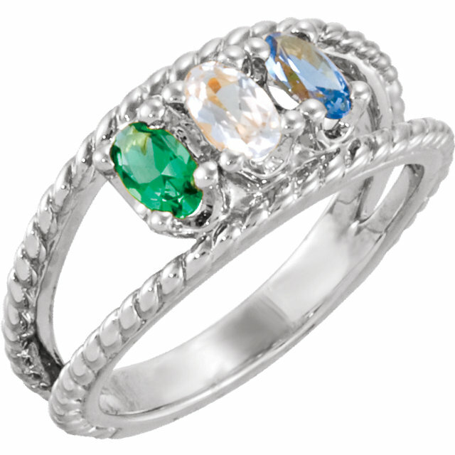 Mother's Jewelry Sterling Silver 1-6 Oval Birthstones Mothers Ring, Moms gift