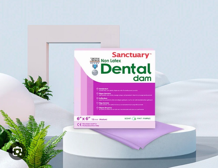 15 Pcs NON LATEX FREE Sanctuary Dental Rubber Dam 6"X6"X0.25mm Spearmint Scented