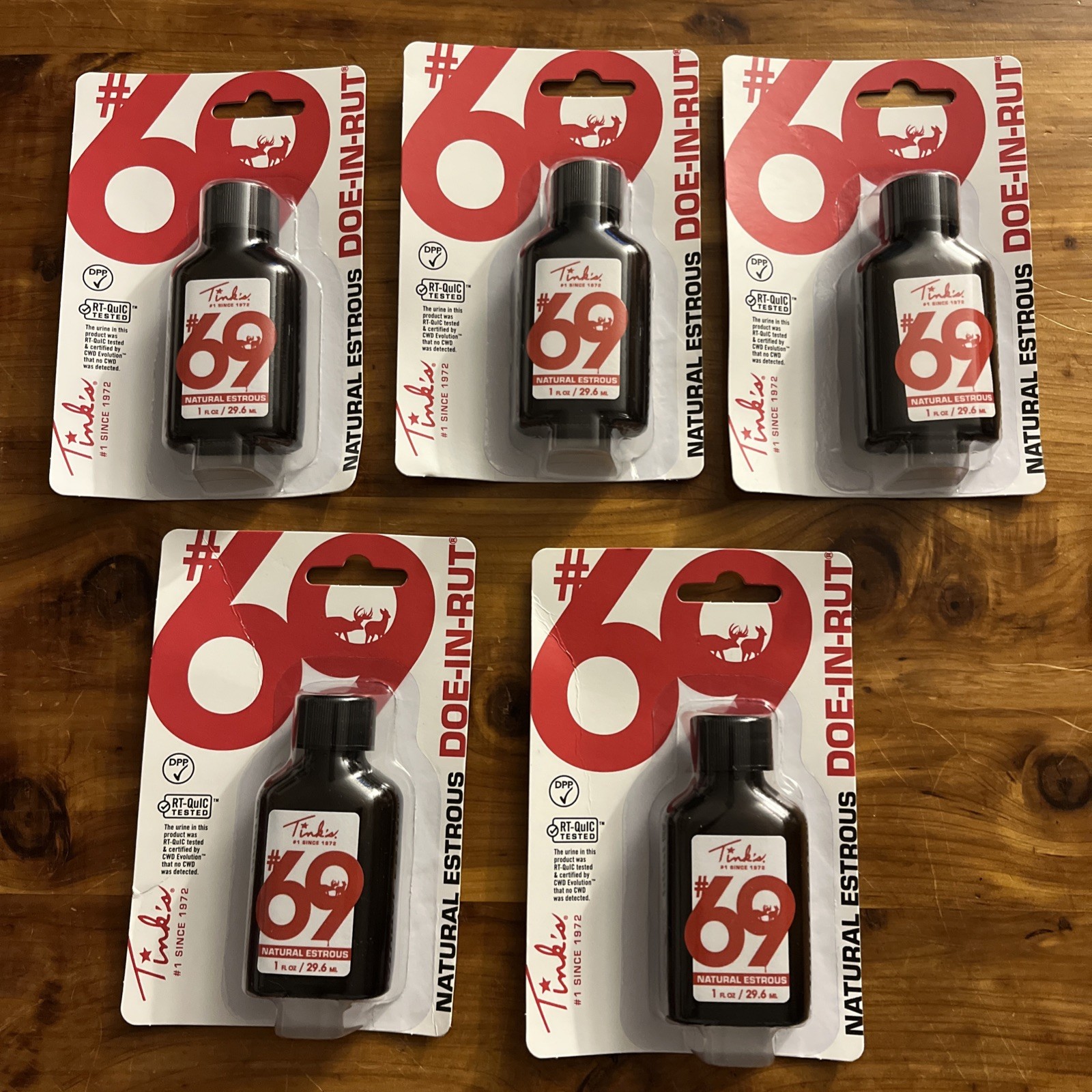 Tinks Doe-In-Rut #69 Buck Lure 1 oz glass bottle In Package Lot Of 5 Bottles