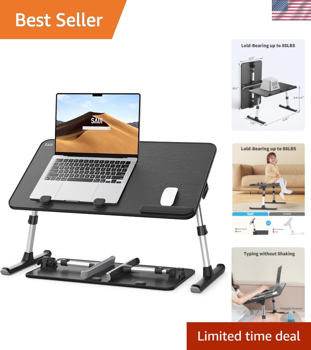 Ergonomic Height & Angle Adjustable Laptop Stand - Portable Bed Desk for Comfort