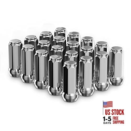 20PCS 1.89 inch Chrome 1/2-20 Closed End Bulge Acorn Length: 1.89 Inch Silver