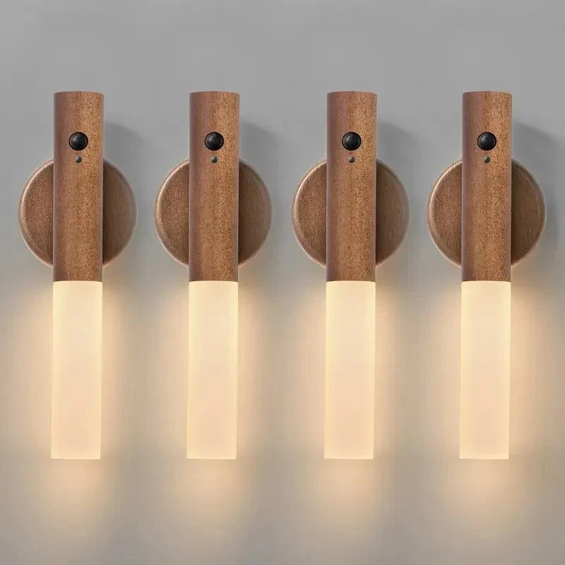 Motion Sensor LED Night Light Magnetic Wall Lamp USB Rechargeable Stick-On Light