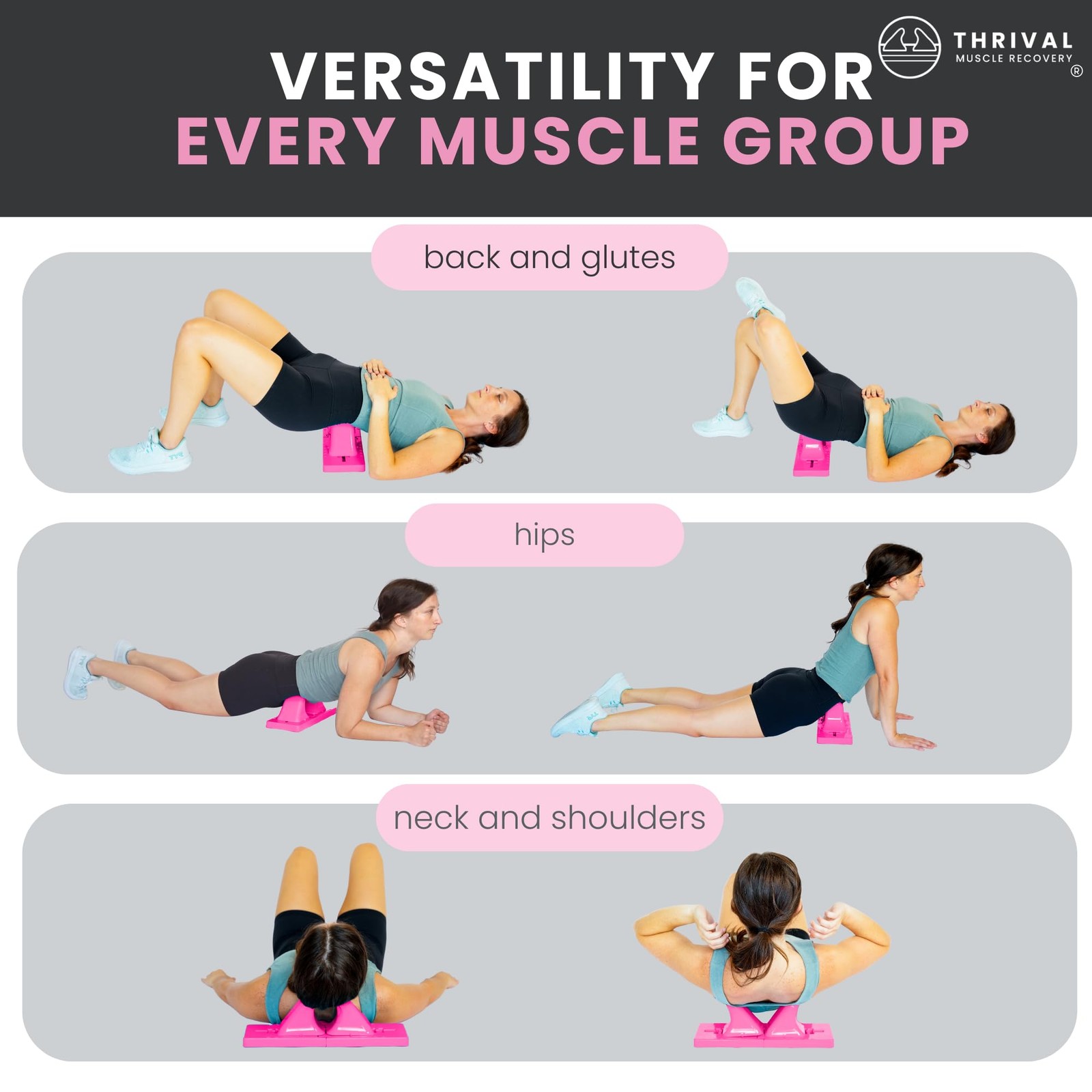 Thrival Wave - Fully Adjustable Psoas, Back and Hip Flexor Wave, Pink