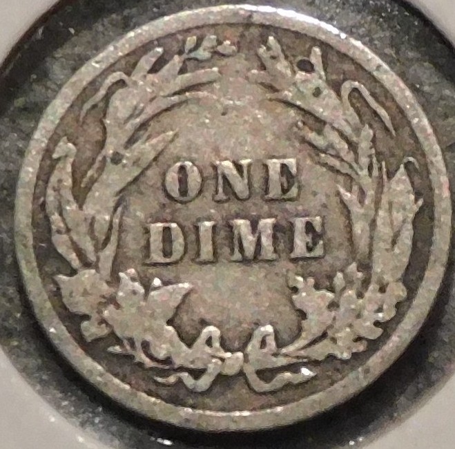 Silver Dime - Barber - 1908 (Spotty tarnish) - Set Break