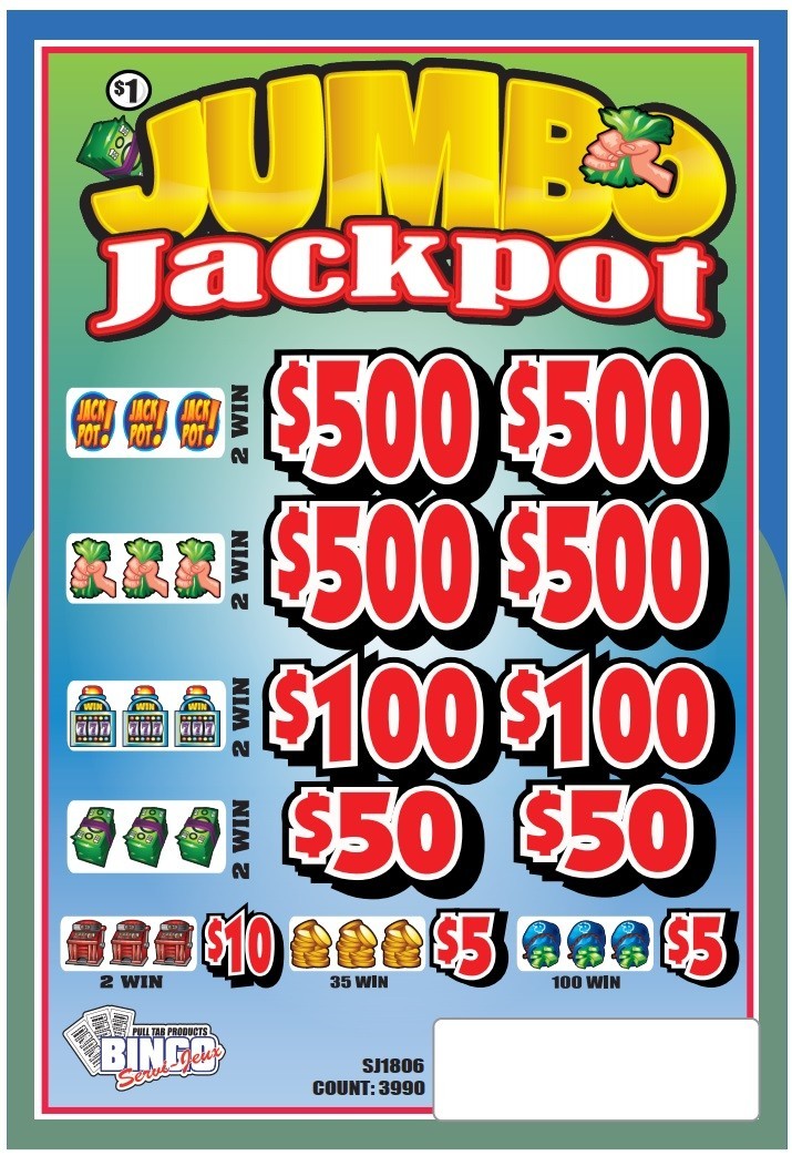 NEW pull tickets JUMBO JACKPOT / $5 BOTTOM - Instant Tabs