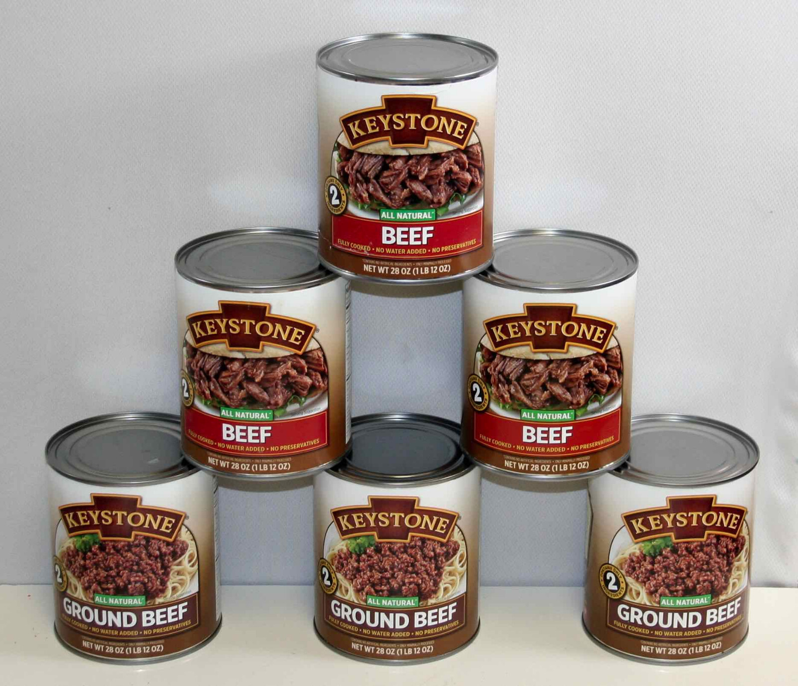 KEYSTONE Beef & Ground Beef  ALL NATURAL 6 cans mixed - 28 OZ each 168 oz total