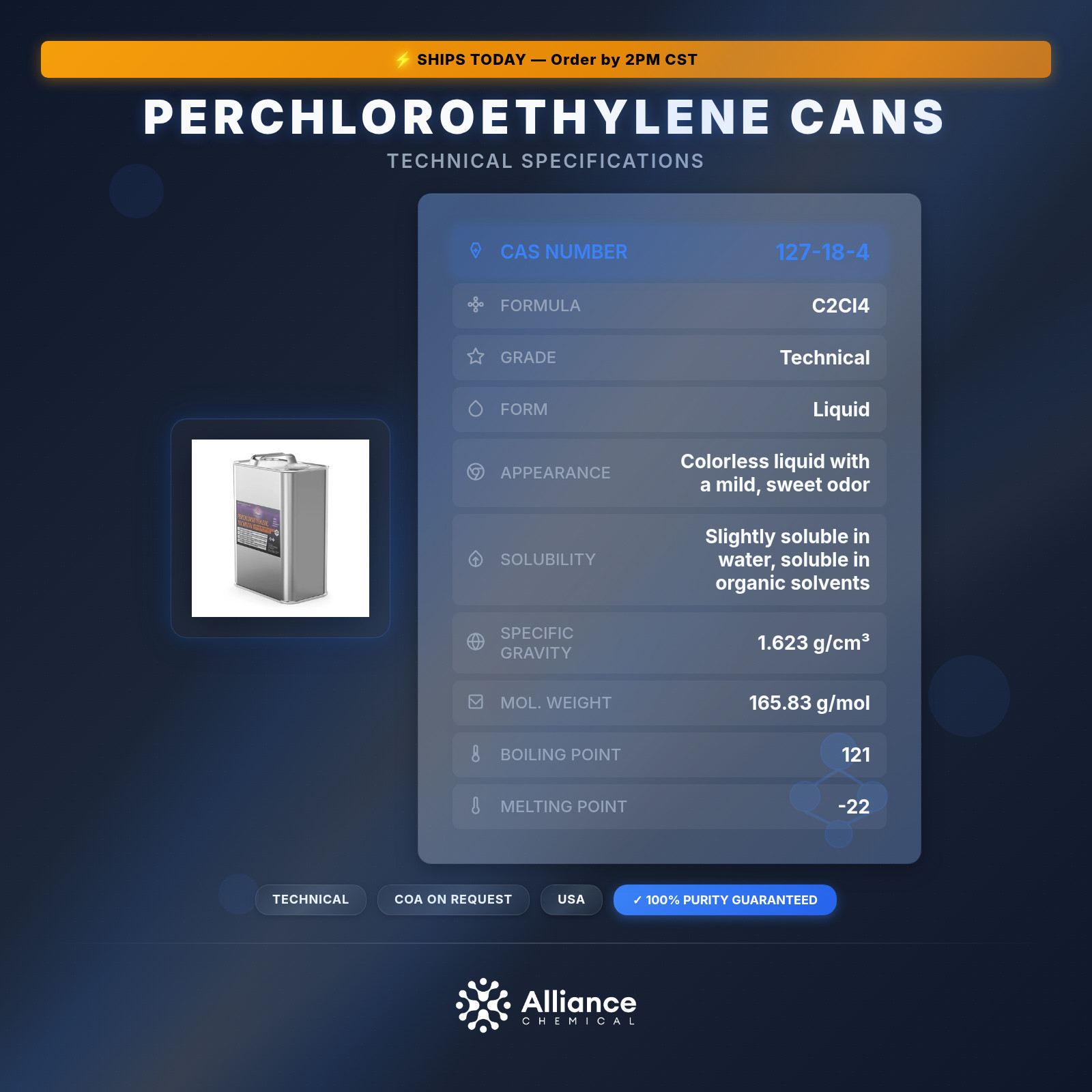 Perchloroethylene (PCE, PERC) - 2 Quart Cans