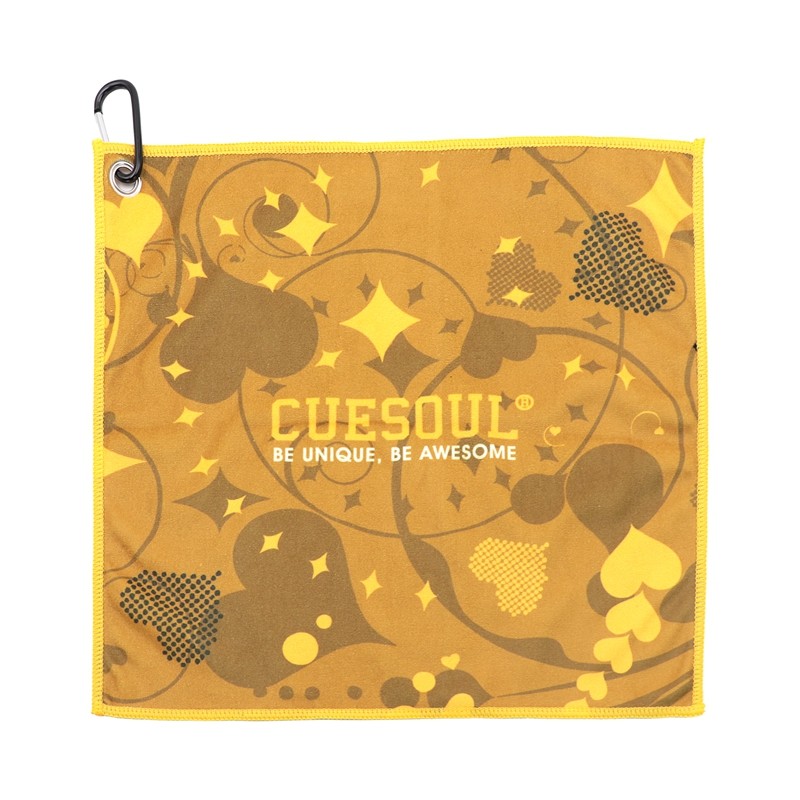 CUESOUL Dart Towel Microfiber Towel with Hanging Hook,Quick Dry-Yellow Love