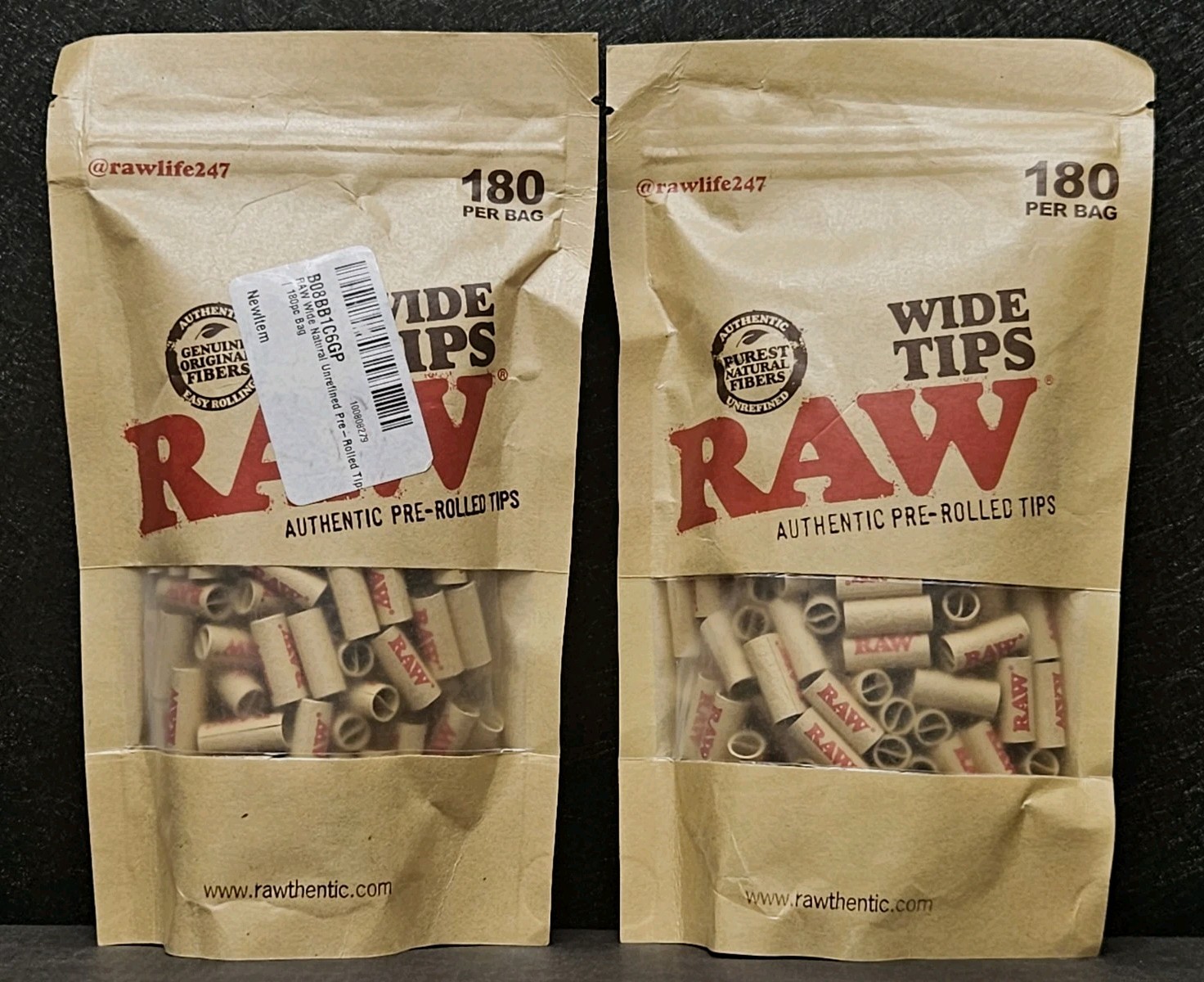 RAW Pre-Rolled Wide Filter Tips, Authentic Pre-Rolled Tips (360 Tips)