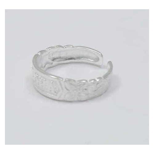 SILVER "ALOHA" PLUMERIA FLOWER SCROLL TOE RING