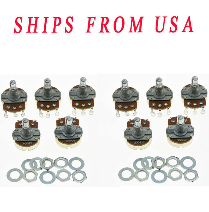 KAISH 10x A500K Electric Guitar Audio Pots 24mm Base Long Shaft Potentiometer