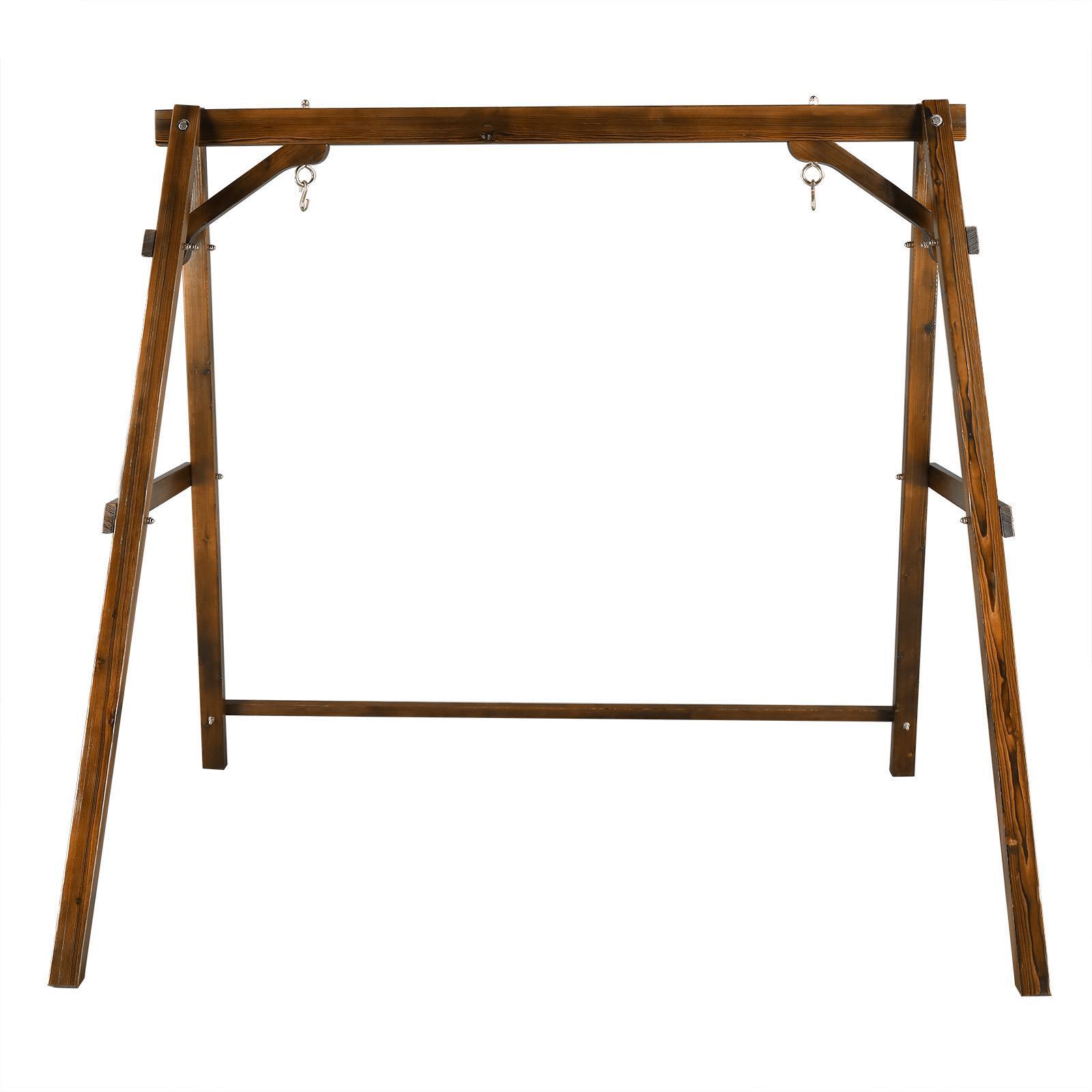 67 inch A-Frame Free Standing Porch Wood Swings Stand for Gardens Lawns Patios