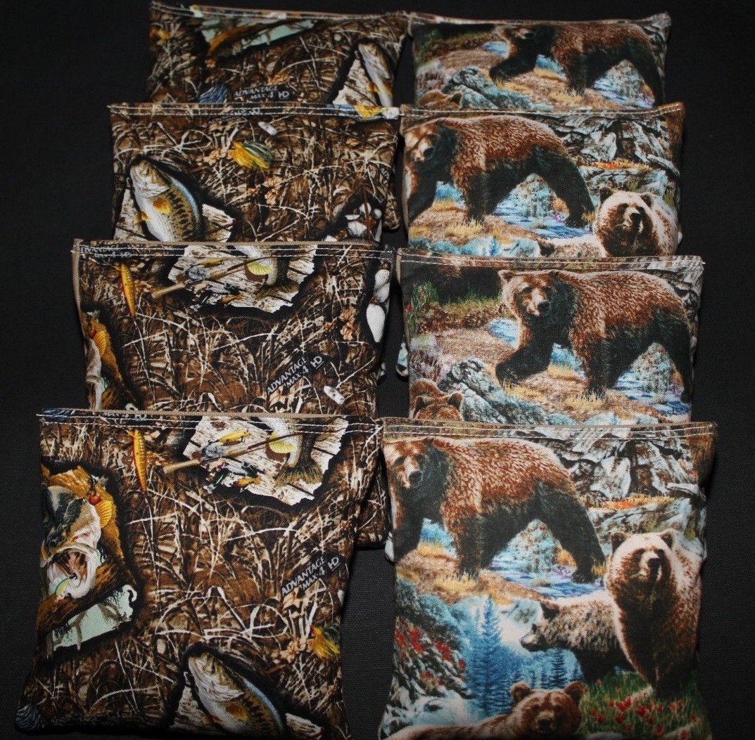 CORNHOLE BEAN BAGS BEARS FISHING REALTREE 8 ACA Regulation Bass Trout Camo
